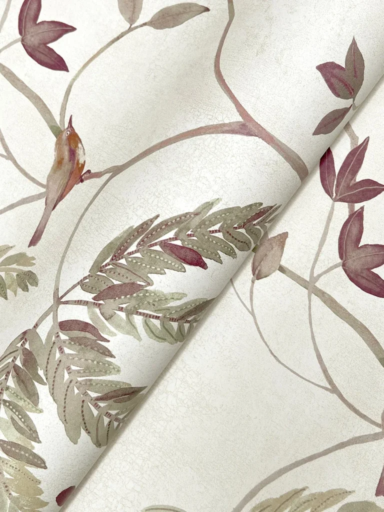 Cillian Botanical Bird Trail Wallpaper - Plum — Ảnh 3