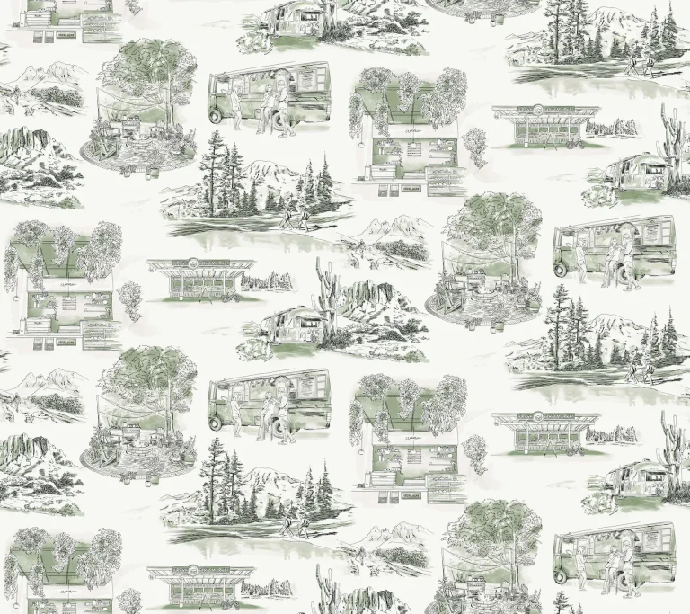 Modern Vista Toile Wallpaper - Evergreen — Ảnh 5
