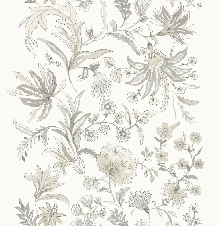 Teonna Floral Stripe Wallpaper - Light Grey — Ảnh 4