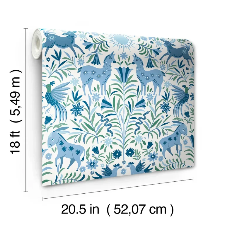 Whimsical Creatures Peel and Stick Wallpaper - Blue — Image 3