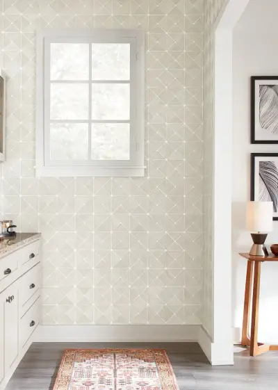 Dazzling Diamond Sisal Grasscloth Wallpaper - White/Silver