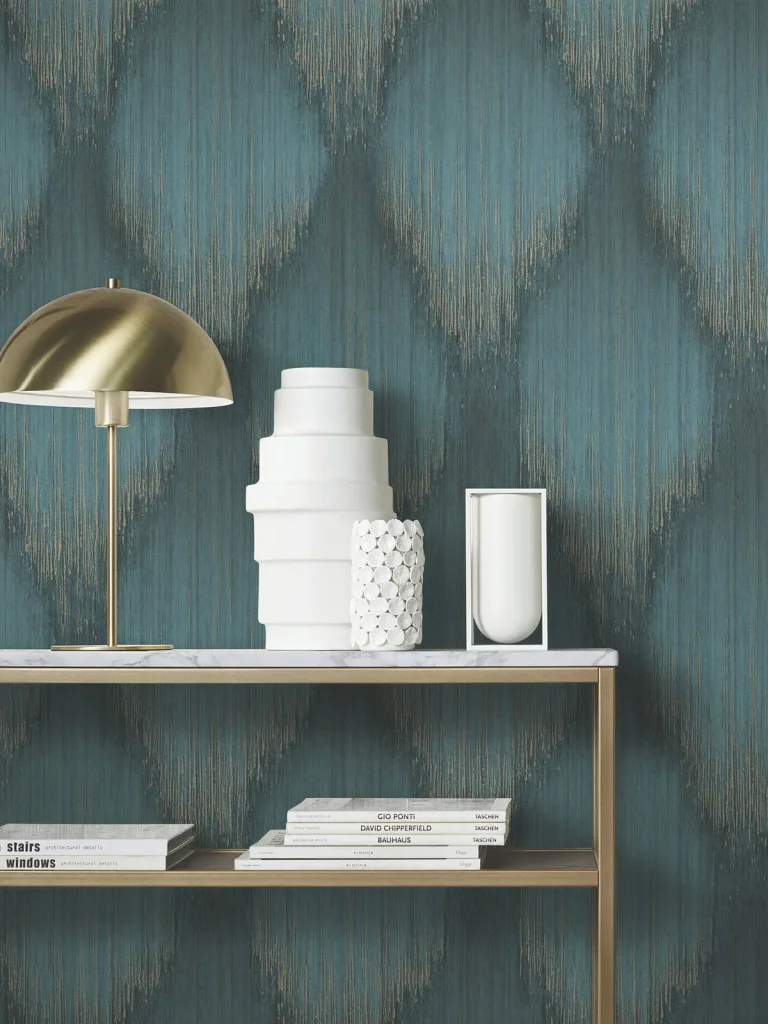 Starfall Metallic Ikat Wallpaper - Teal — Ảnh 3