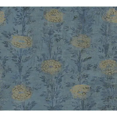 Ronald Redding French Marigold Wallpaper - Denim/Gold
