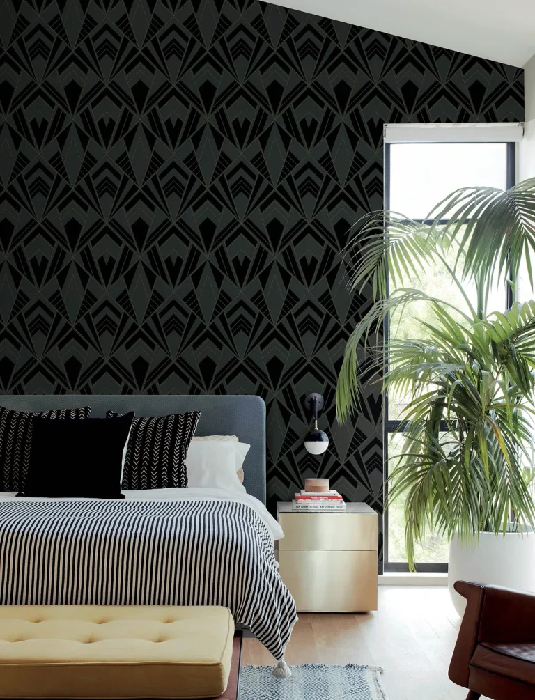 Allenby Flocked Wallpaper - Black — Ảnh 4