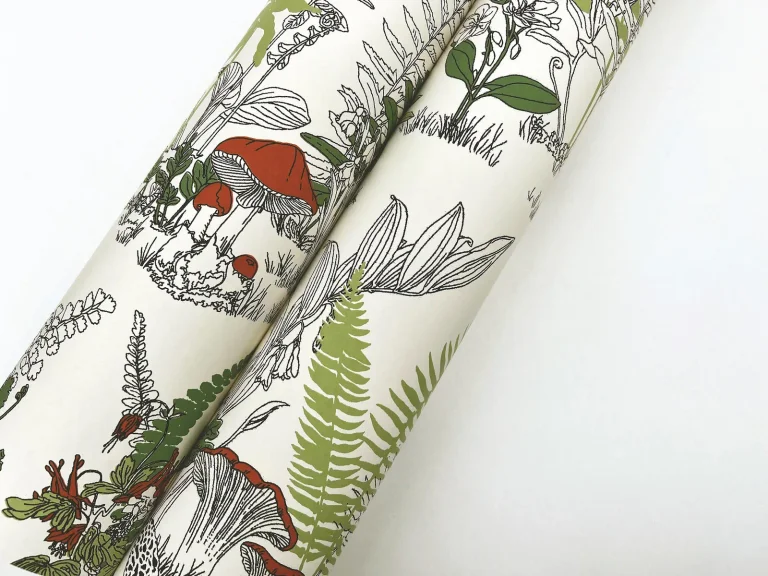 Mushroom Garden Toile Wallpaper - Red/Green — Image 2
