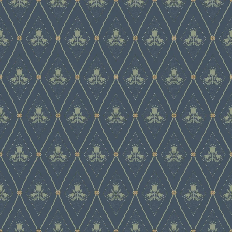 Alma Diamond Floral Wallpaper - Navy — Ảnh 3