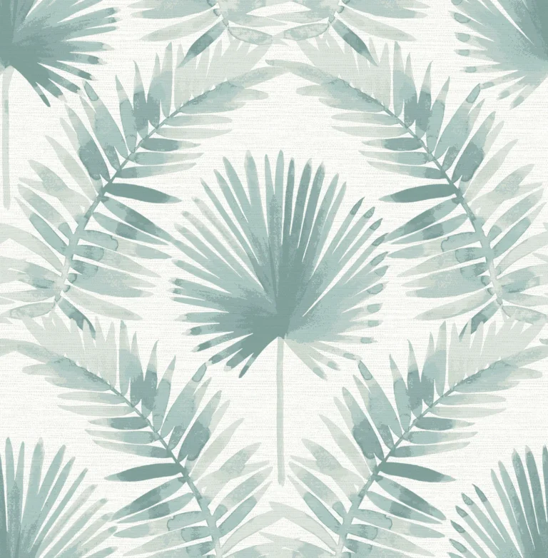 Calla Painted Palm Wallpaper - Teal — Image 3