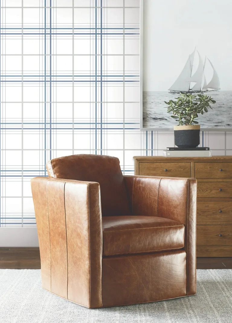 Ronald Redding Lakeside Plaid Tailored Wallpaper - Blue — Ảnh 5