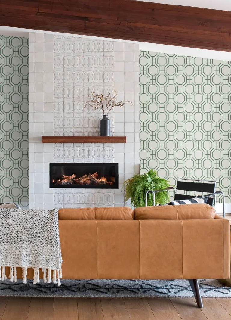 Manor Geometric Trellis Wallpaper - Green