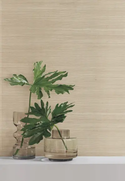 Candice Olson Plain Sisal Grasscloth Wallpaper - Taupe/Silver