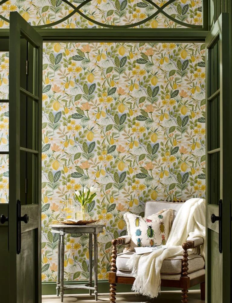 Rifle Paper Co. Amalfi Peel and Stick Wallpaper - Blush and Green — Ảnh 2