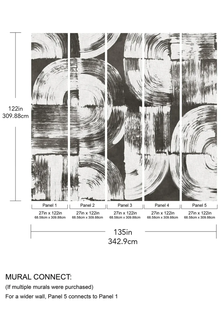Brushstrokes Wall Mural - Charcoal — Image 4