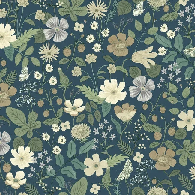 Rifle Paper Co. Strawberry Fields Wallpaper - Teal — Ảnh 4