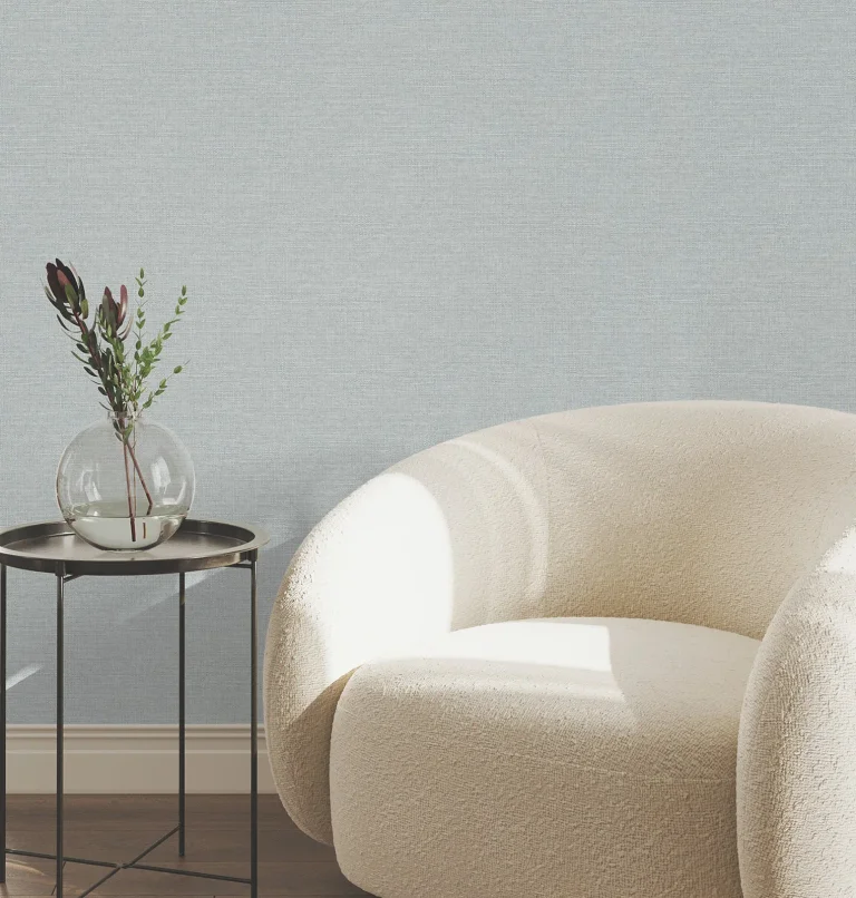 Terrene Faux Linen Wallpaper - Light Blue — Ảnh 4