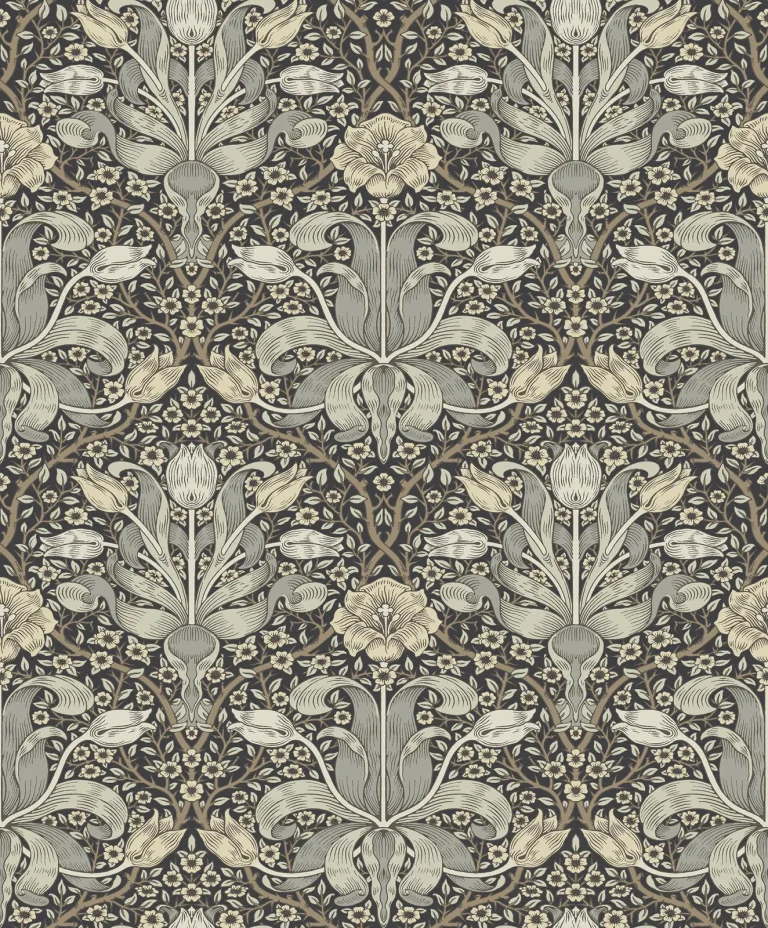 Spring Thicket Tulip Damask Wallpaper - Blue — Ảnh 2