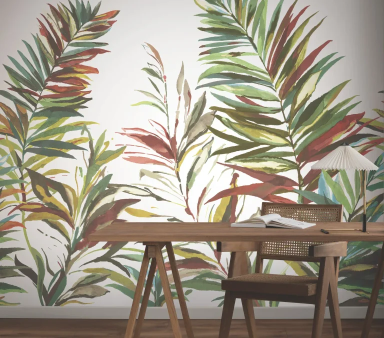 Swaying Palms Wallpaper - Rouge & Mink Mural — Ảnh 2