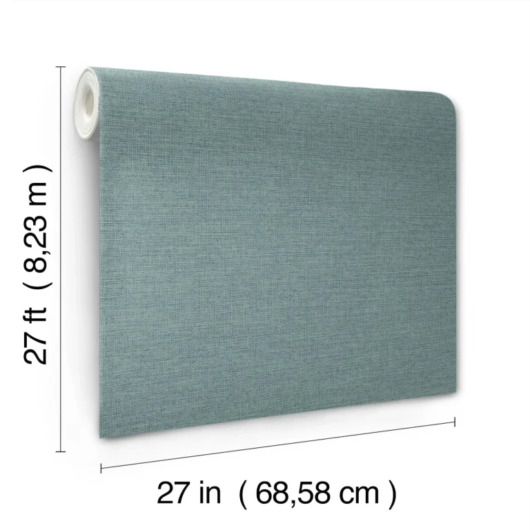 Terrene Faux Linen Wallpaper - Teal — Ảnh 4