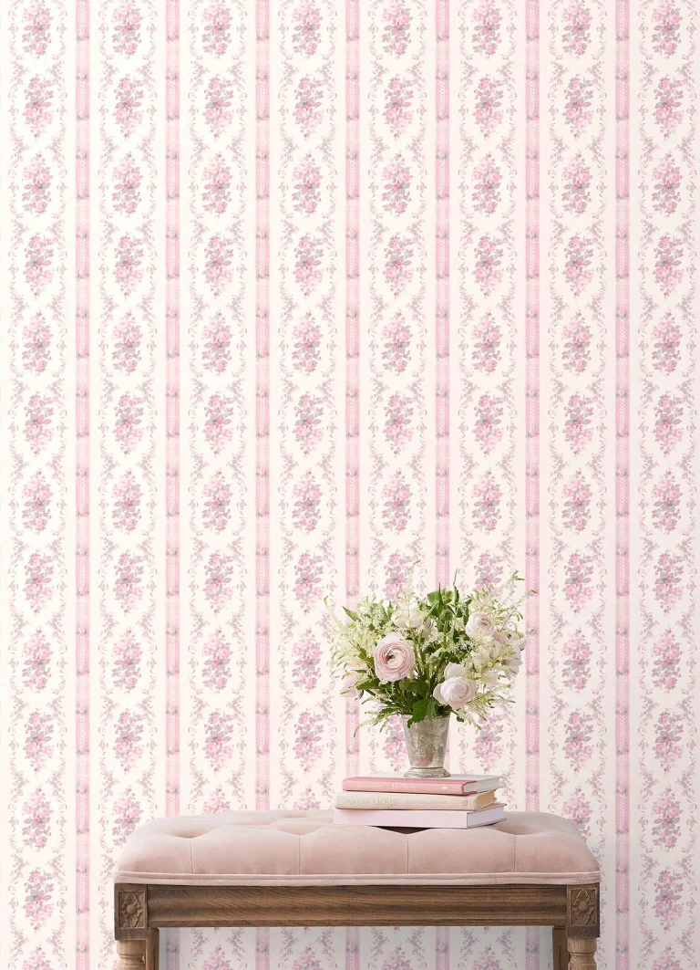 LoveShackFancy Dreamy Days Stripe & Floral Wallpaper - Pink — Ảnh 6