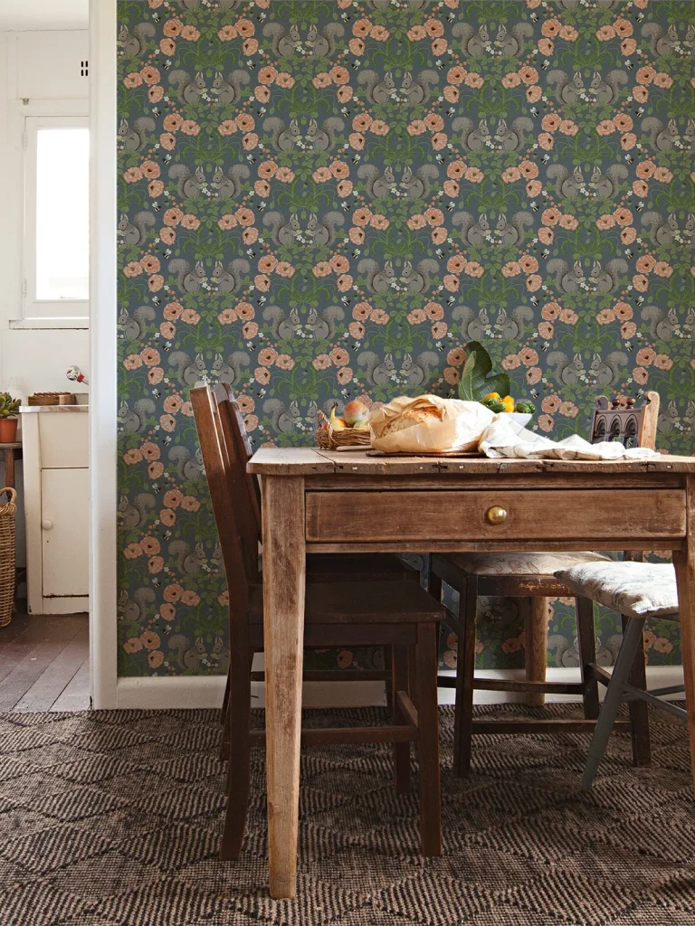 Kurre Woodland Damask Wallpaper - Blue — Ảnh 2