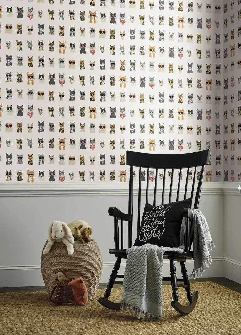 Rifle Paper Co. Cool Cats Peel and Stick Wallpaper - Multi White — Image 2
