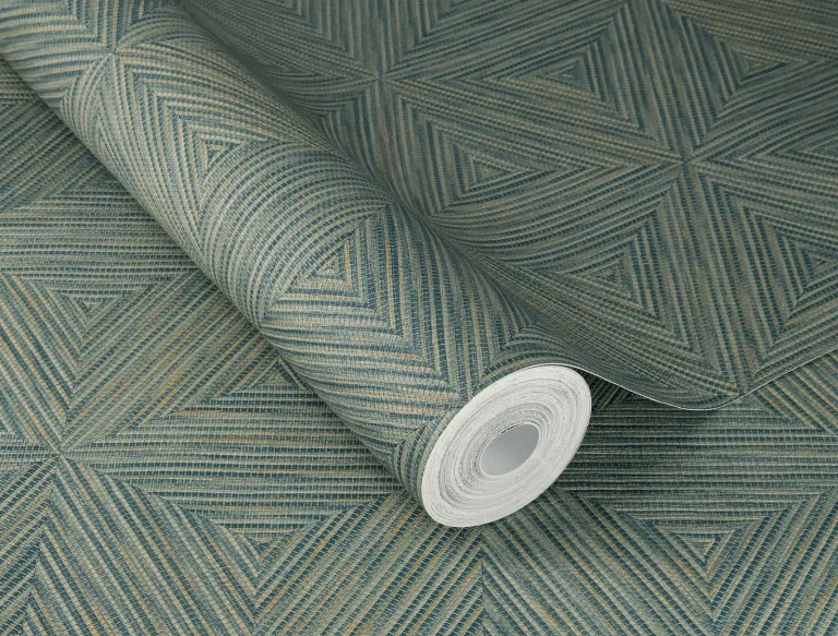 Anara Geo Faux Grasscloth Wallpaper - Teal — Ảnh 4