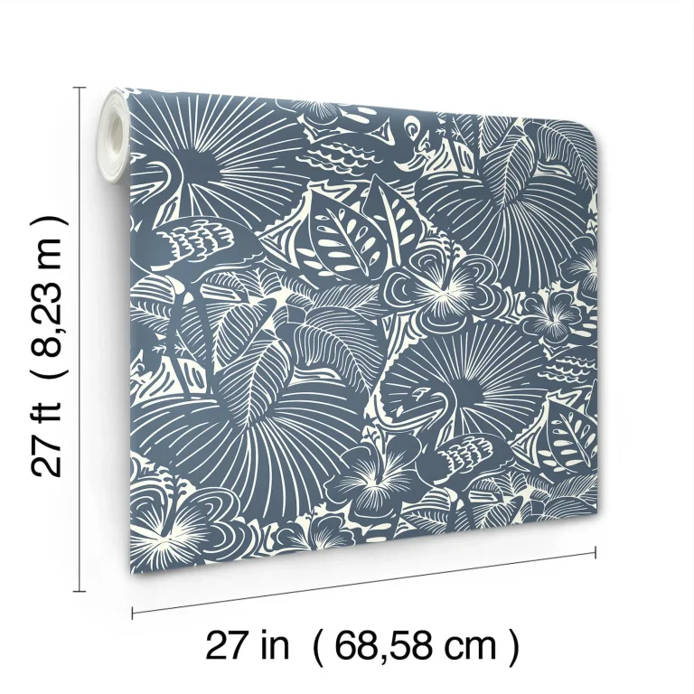 Idalia Floral Flamingo Wallpaper - Navy — Ảnh 2
