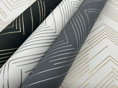 Polished Chevron Wallpaper - White/Silver