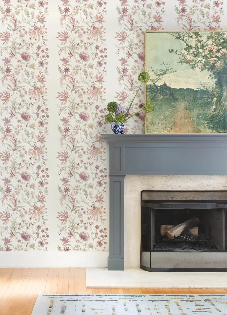 Teonna Floral Stripe Wallpaper - Raspberry — Ảnh 2