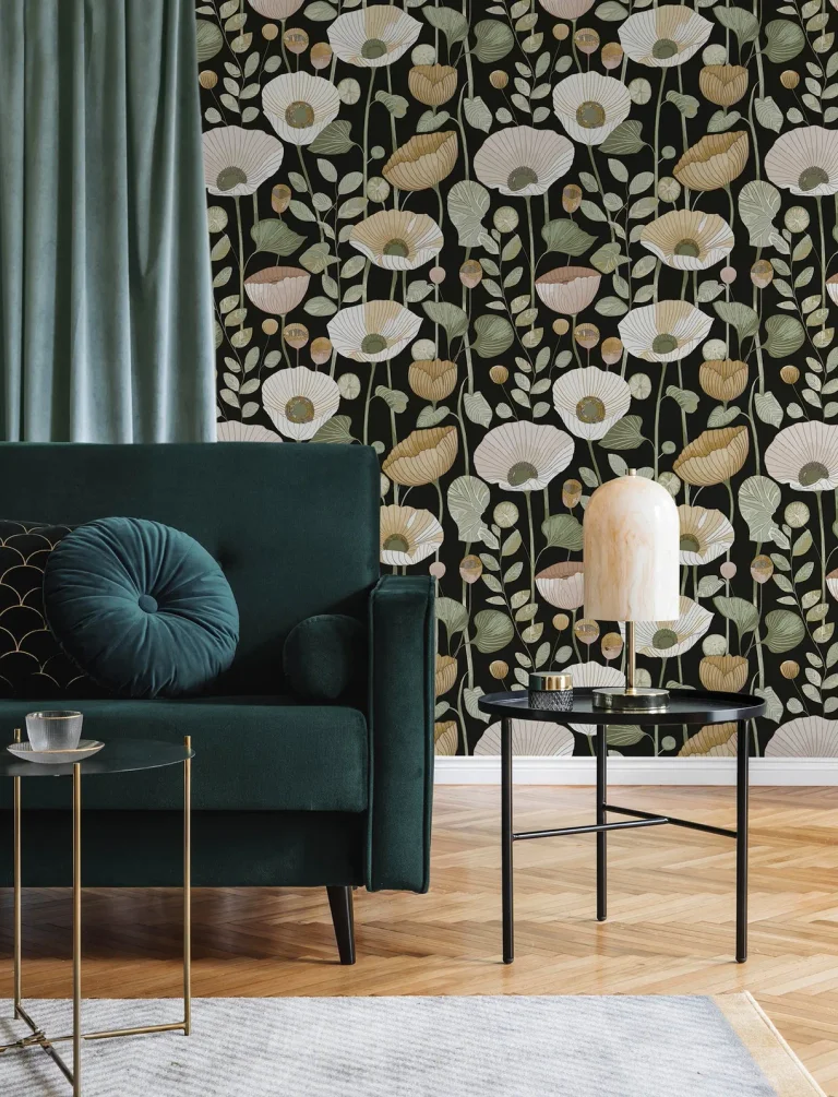 Mindra Floral Trail Wallpaper - Black — Ảnh 2