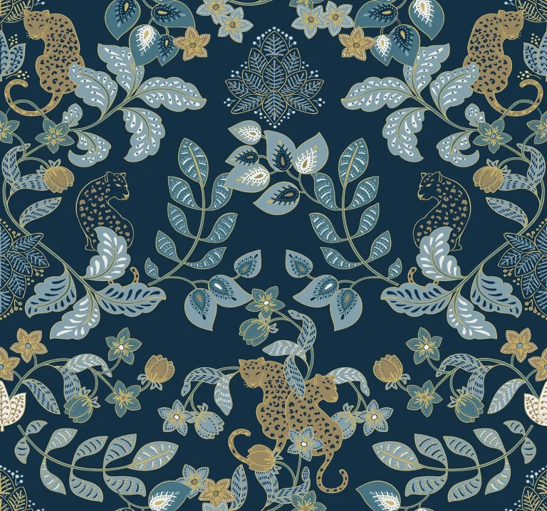 Getty Jungle Damask Wallpaper - Navy — Ảnh 4