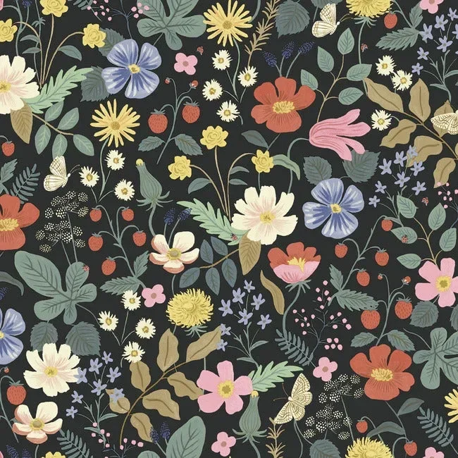 Rifle Paper Co. Strawberry Fields Wallpaper - Black — Image 4