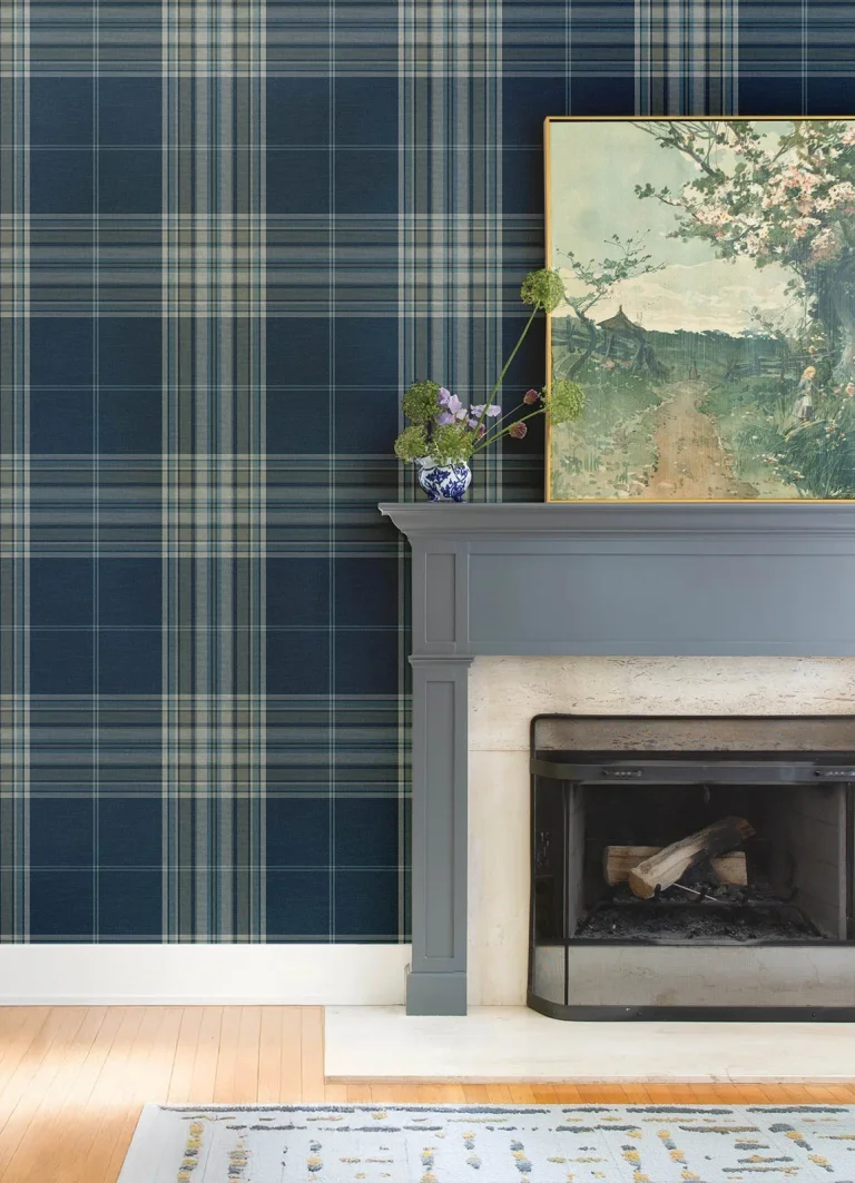 Westley Plaid Wallpaper - Navy — Ảnh 7