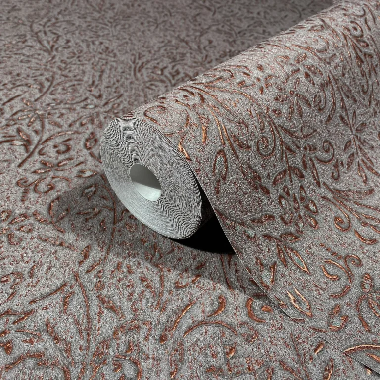 Sculpted Floral Relief Wallpaper - Copper — Ảnh 5