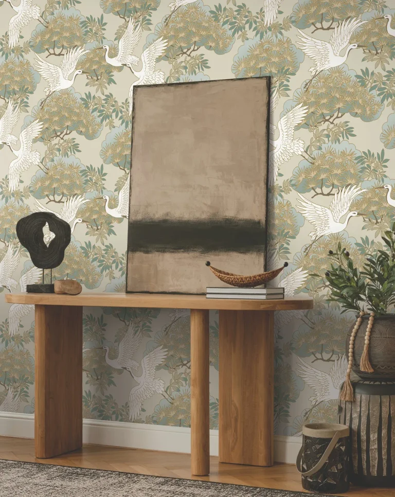Ronald Redding Sprig & Heron Wallpaper - Beige — Ảnh 6