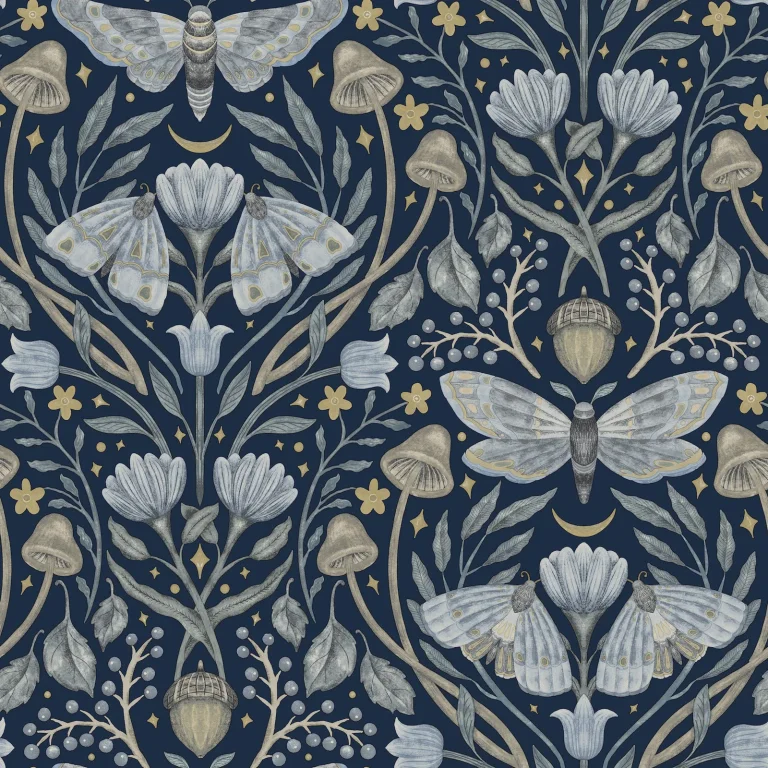 Chesapeake Mystic Moth Forest Magic Wallpaper - Navy — Ảnh 5