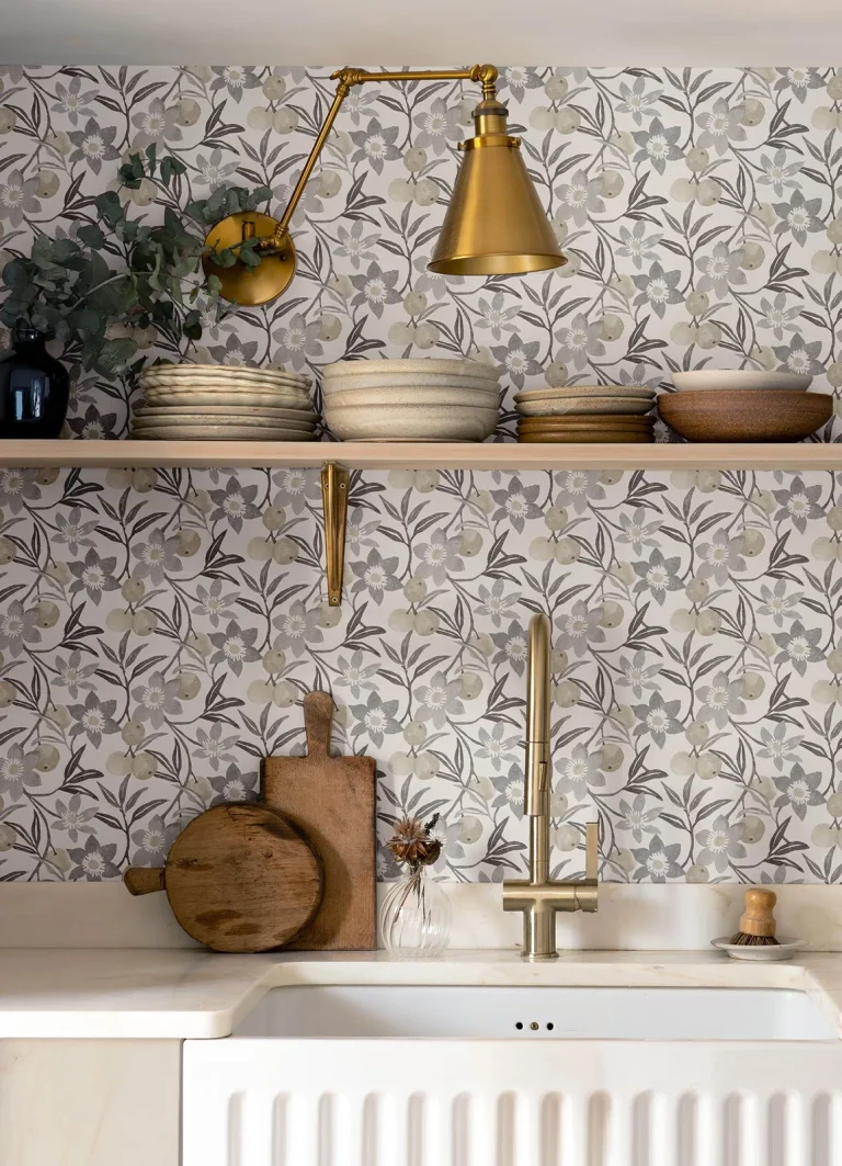Chesapeake Passiflora Fruit and Floral Wallpaper - Charcoal — Ảnh 2