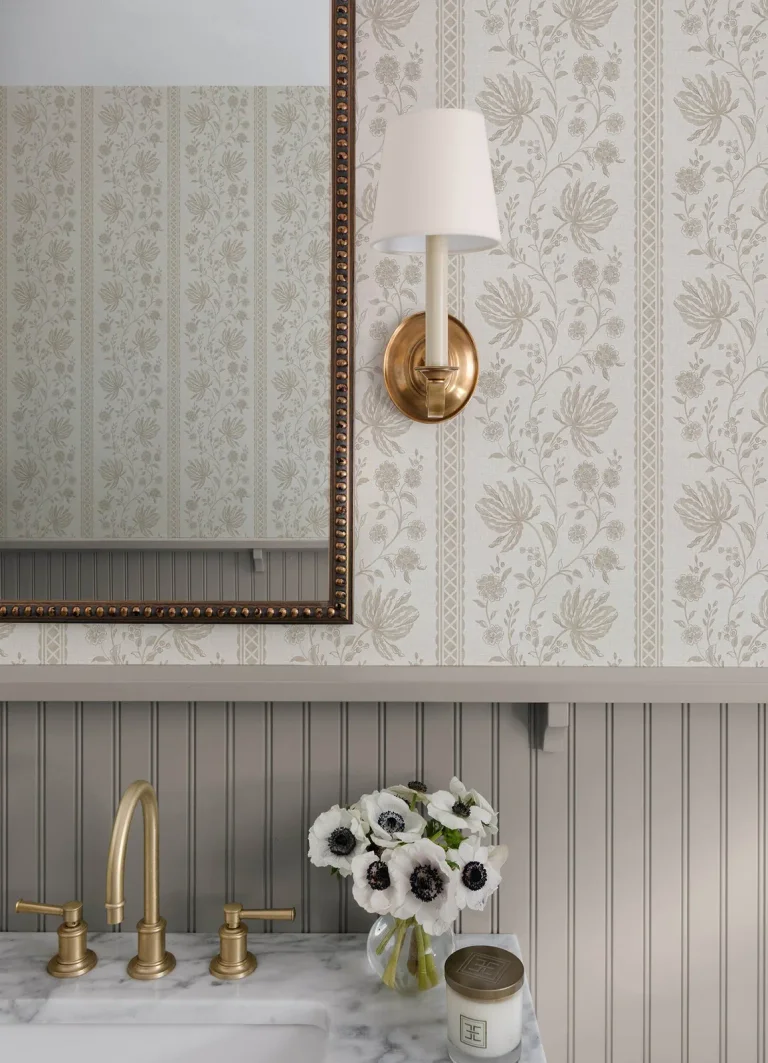 Edgemoor Jacobean Stripe Wallpaper - Taupe — Image 6