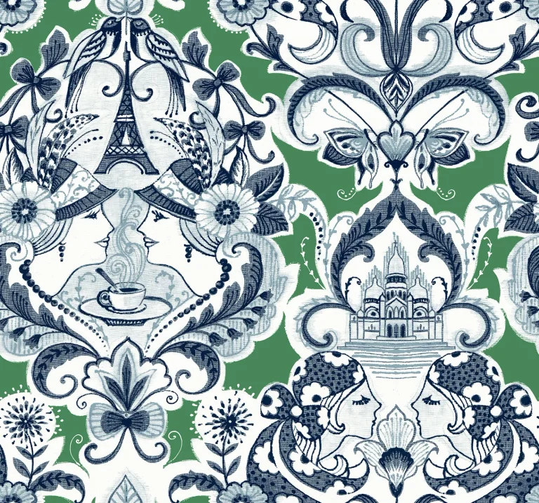 Sadie Parisian Damask Wallpaper - Green — Ảnh 3