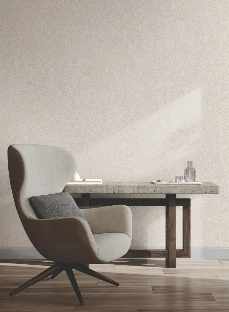 Sculpted Floral Relief Wallpaper - Beige — Ảnh 4