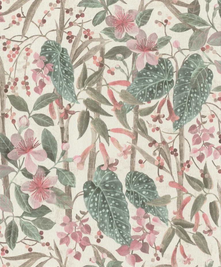 Kalina Floral Fruits Wallpaper - Teal — Ảnh 3