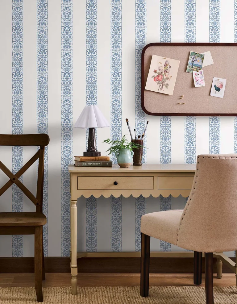 Rifle Paper Co. Estee Stripe Wallpaper - Blue & White — Ảnh 5