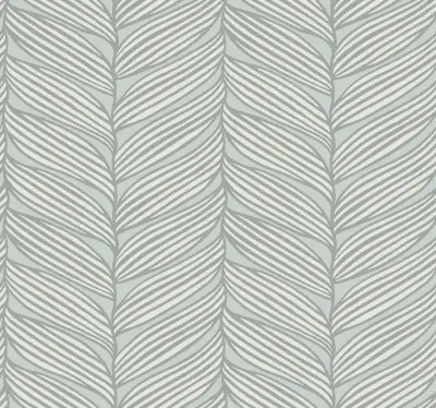 Luminous Leaves Wallpaper - Spa/Silver