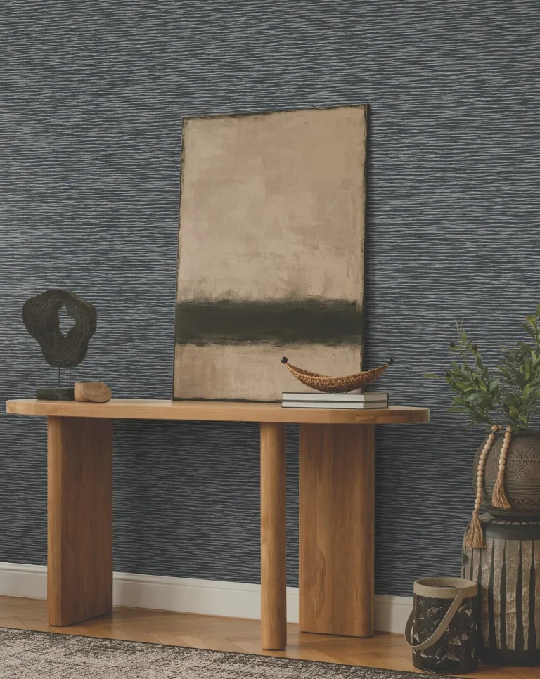 Ronald Redding Lotus Weave Wallpaper - Navy — Ảnh 2