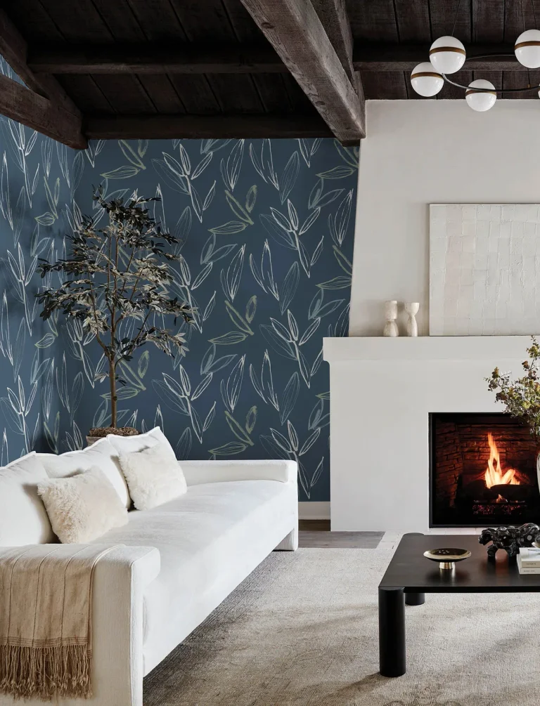 Kenia Leaf Toss Wallpaper - Indigo — Ảnh 4