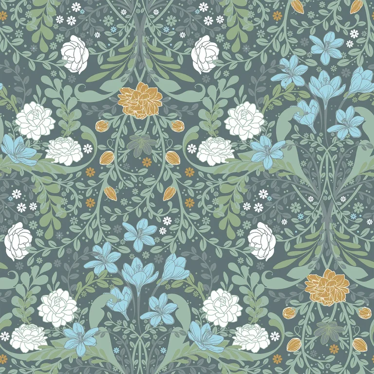Froso Garden Damask Wallpaper - Turquoise — Ảnh 2