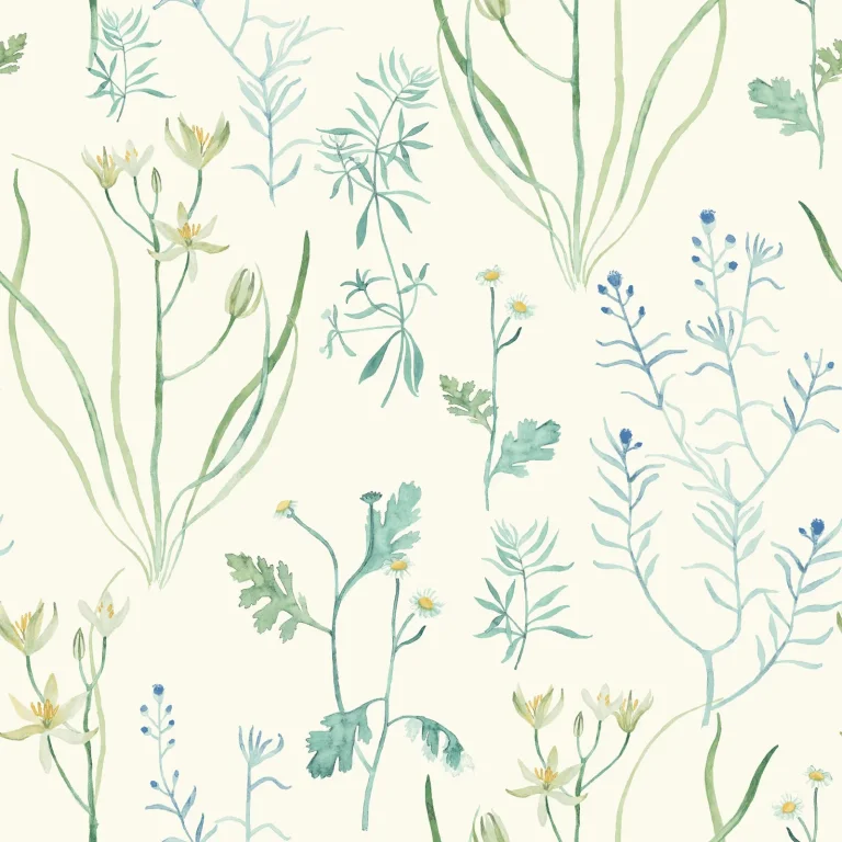 Alpine Botanical Wallpaper - Blue — Ảnh 2