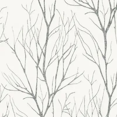 Blooming White/Silver Tree Wallpaper- 372604