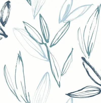 Kenia Leaf Toss Wallpaper - Blue/Green