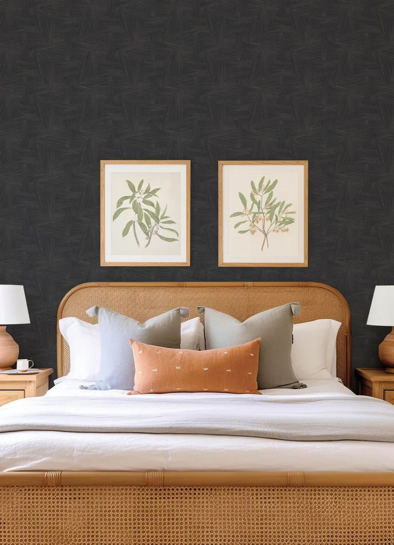 Reid Woven Geometric Wallpaper - Black — Ảnh 6
