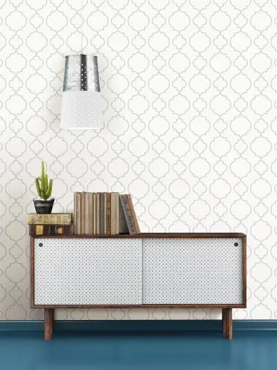 Desiree Quatrefoil Wallpaper - White